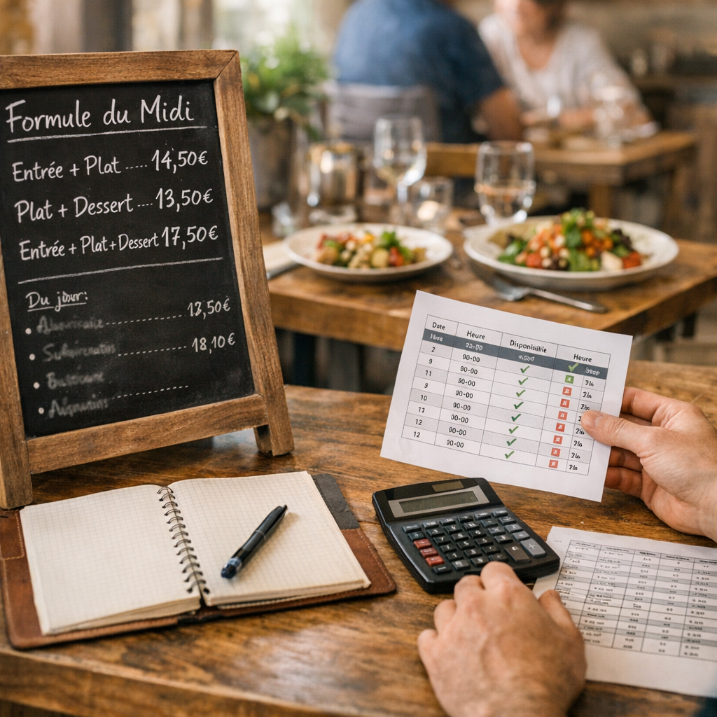 Budget : formule du midi, menu prix et tableau à vérifier avant de réserver